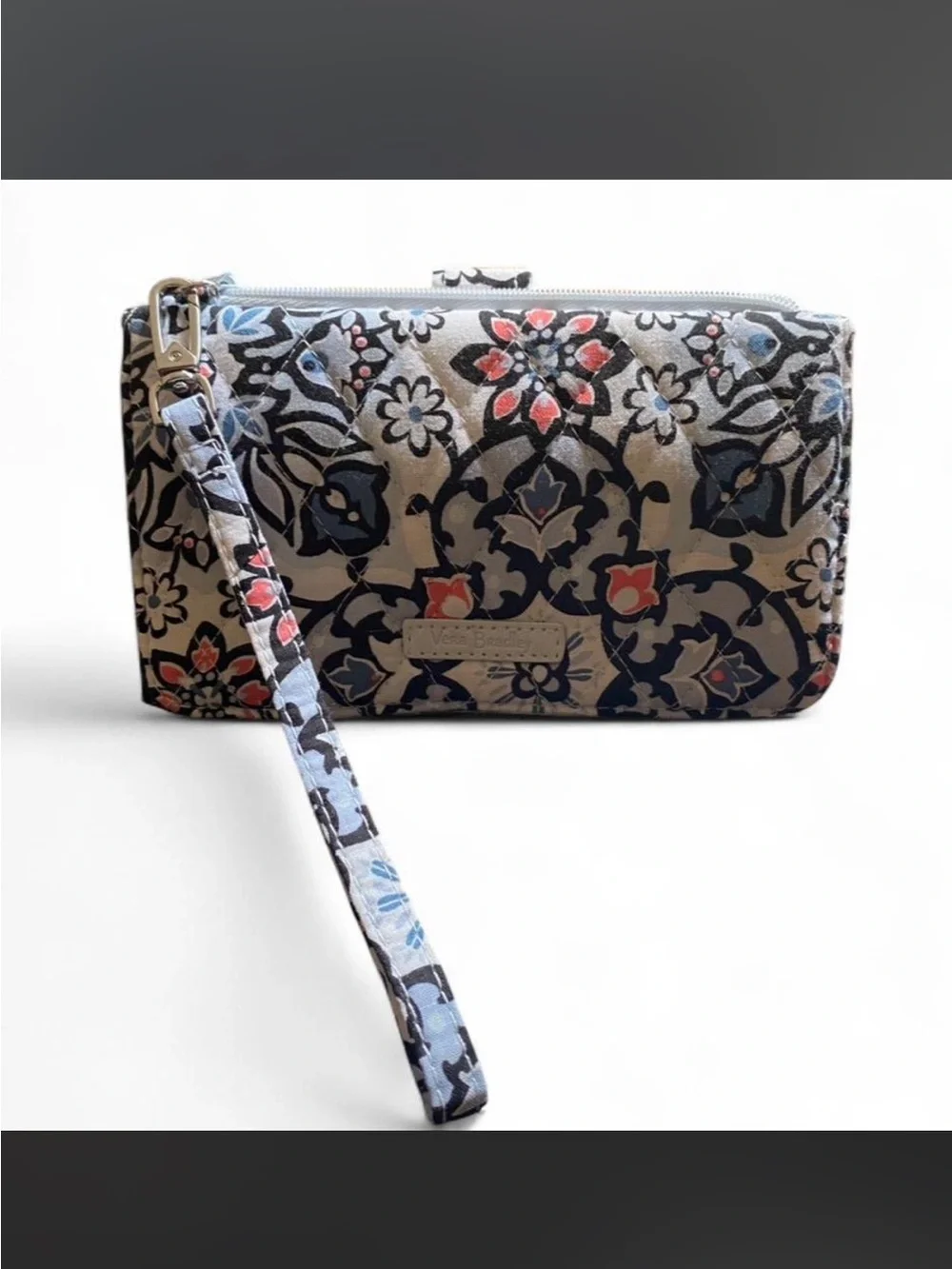 Vera Bradley Blue Lisbon Medallion Floral RFID Wristlet Wallet NWT